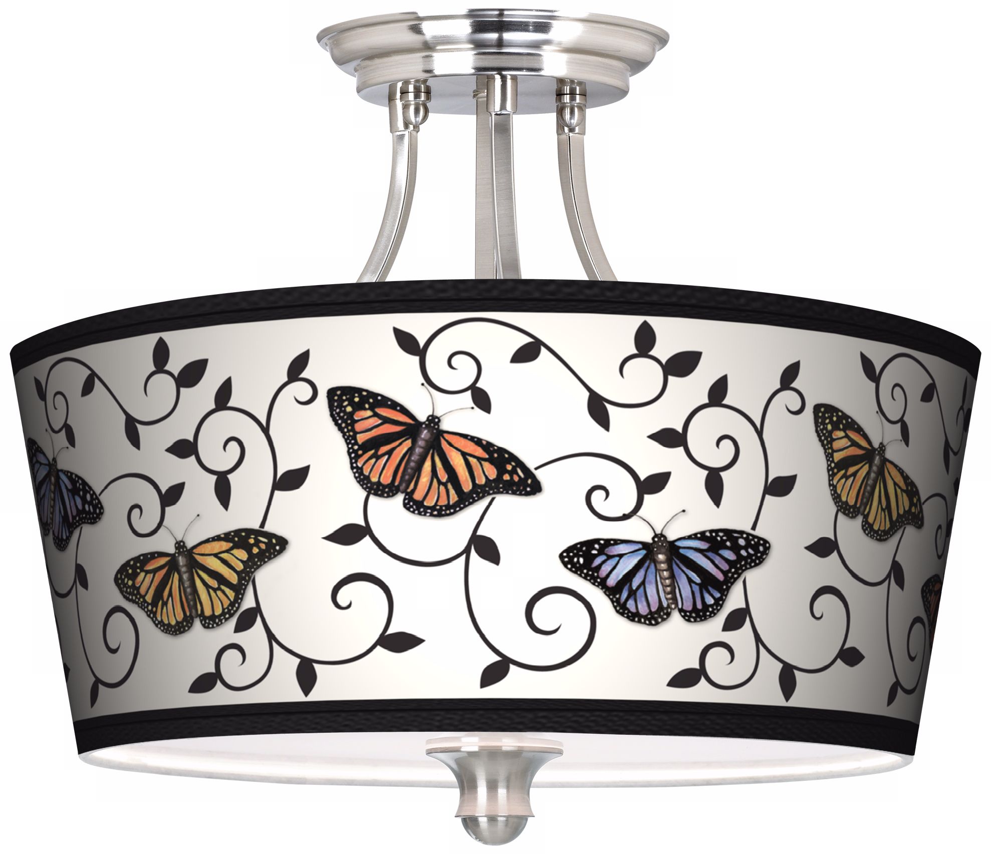 Butterfly Scroll Tapered Drum Giclee Ceiling Light 27v36