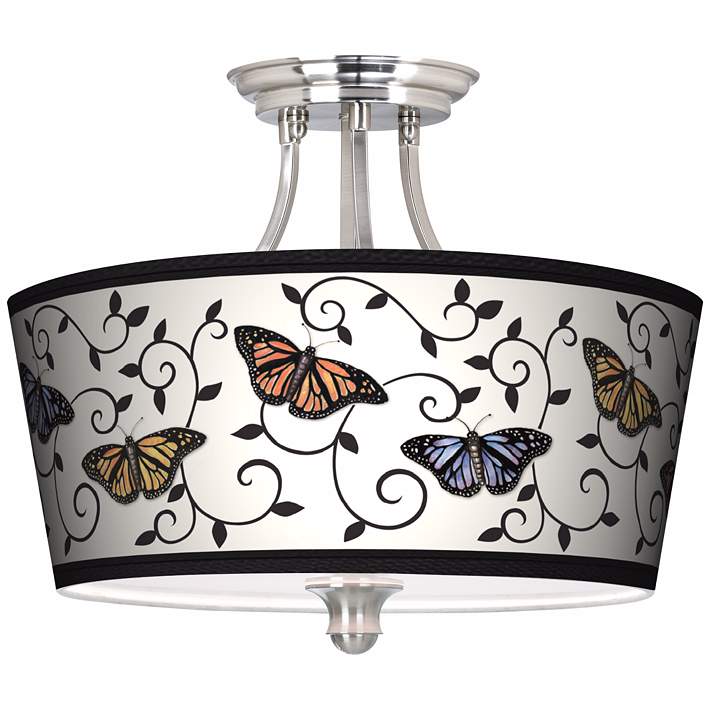 Butterfly Scroll Tapered Drum Giclee Ceiling Light 27v36