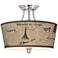 Letters to Paris Linen Tapered Drum 18" Wide Ceiling Light