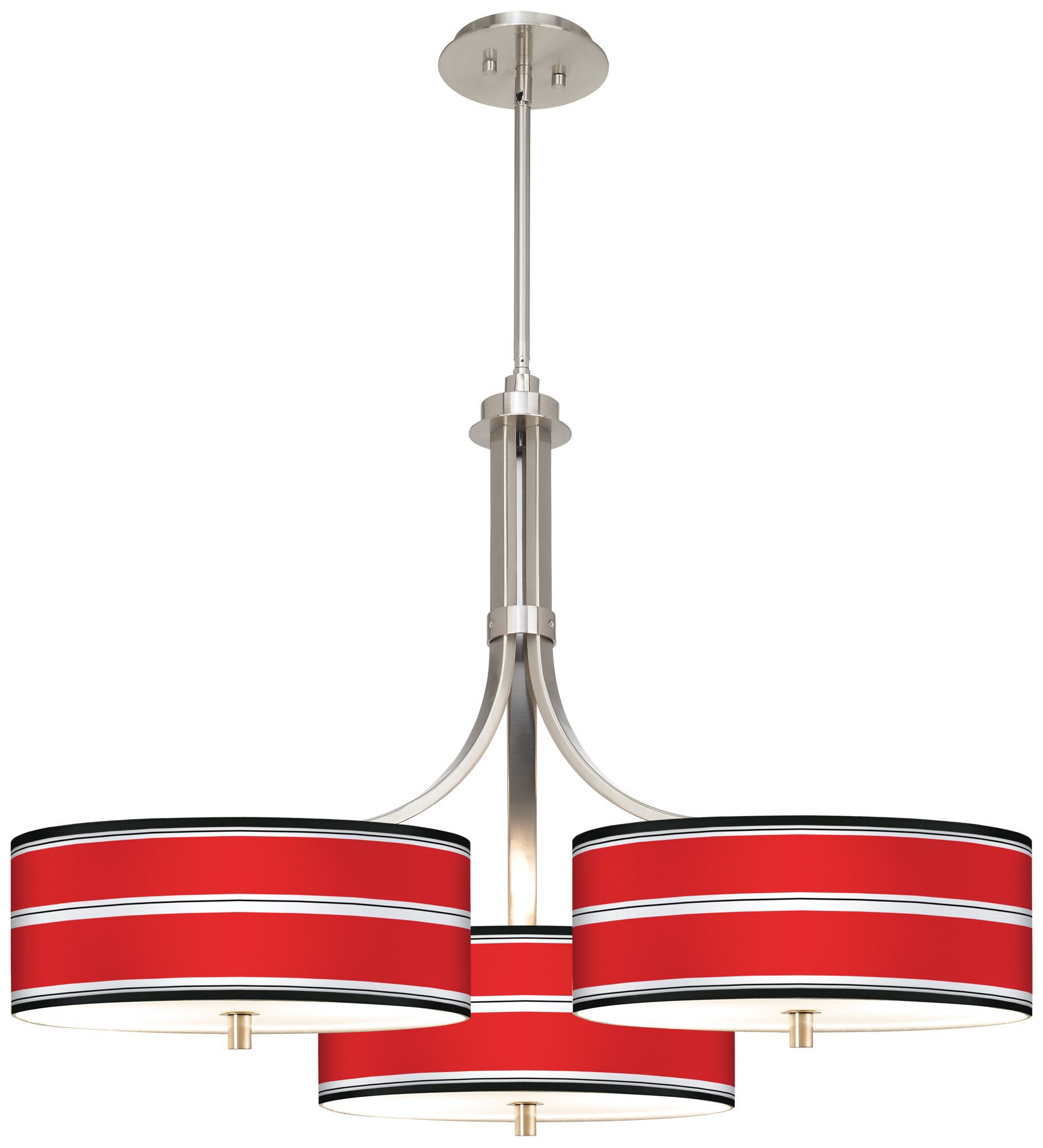 Red Stripes Giclee 36" Wide Triple Pendant
