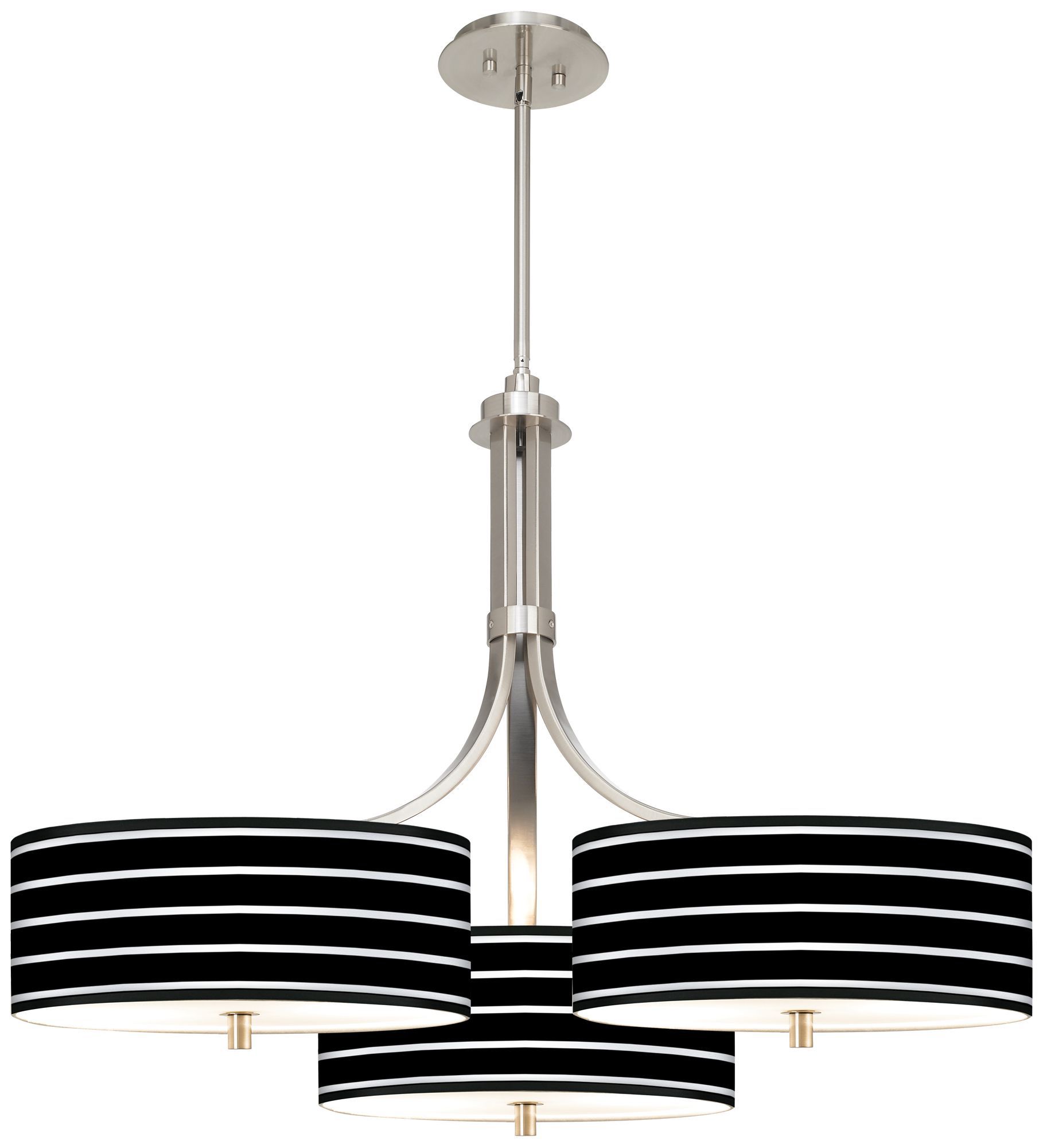 Bold Black Stripe Giclee 36" Wide Triple Pendant