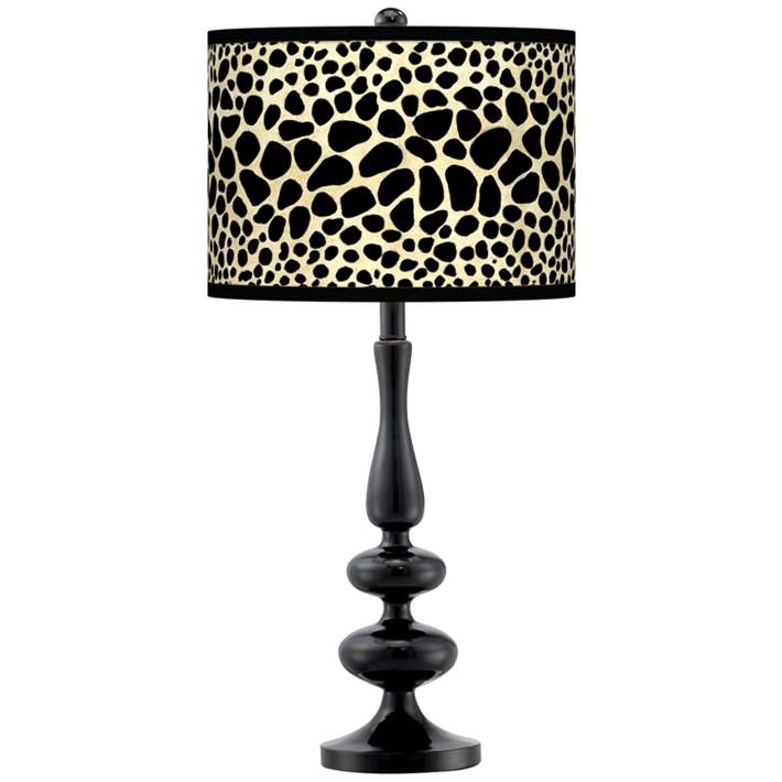 Leopard Giclee Paley Black Table Lamp, Cheetah Print Table Lamp