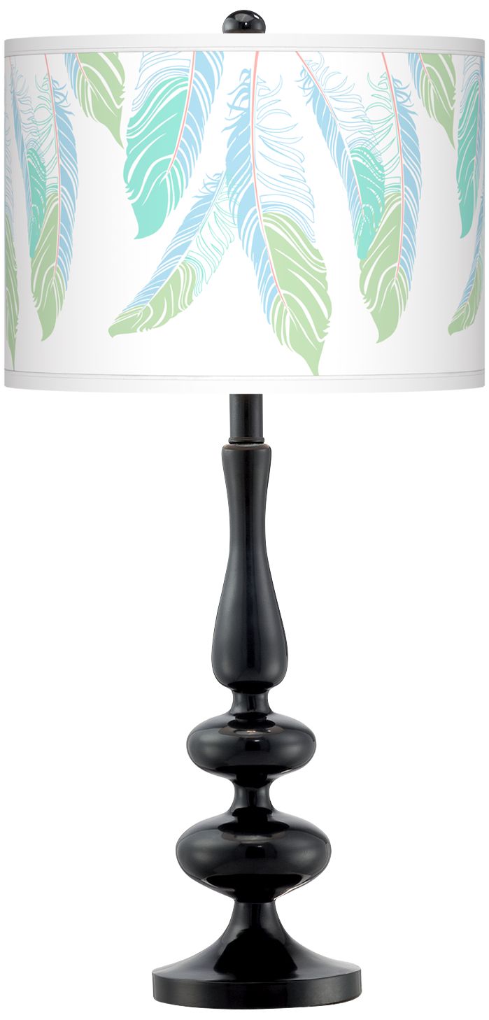 black feather table lamp