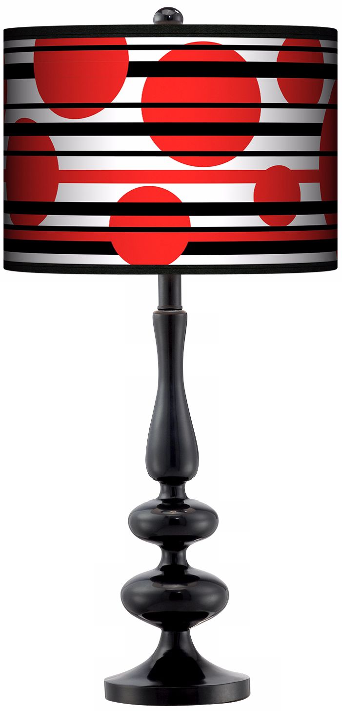 red and black table lamps