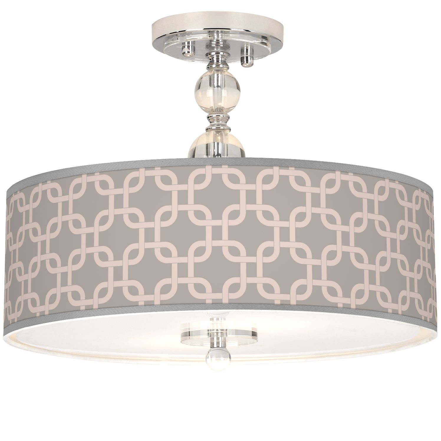 Smoke Lattice Giclee 16" Wide Semi-Flush Ceiling Light