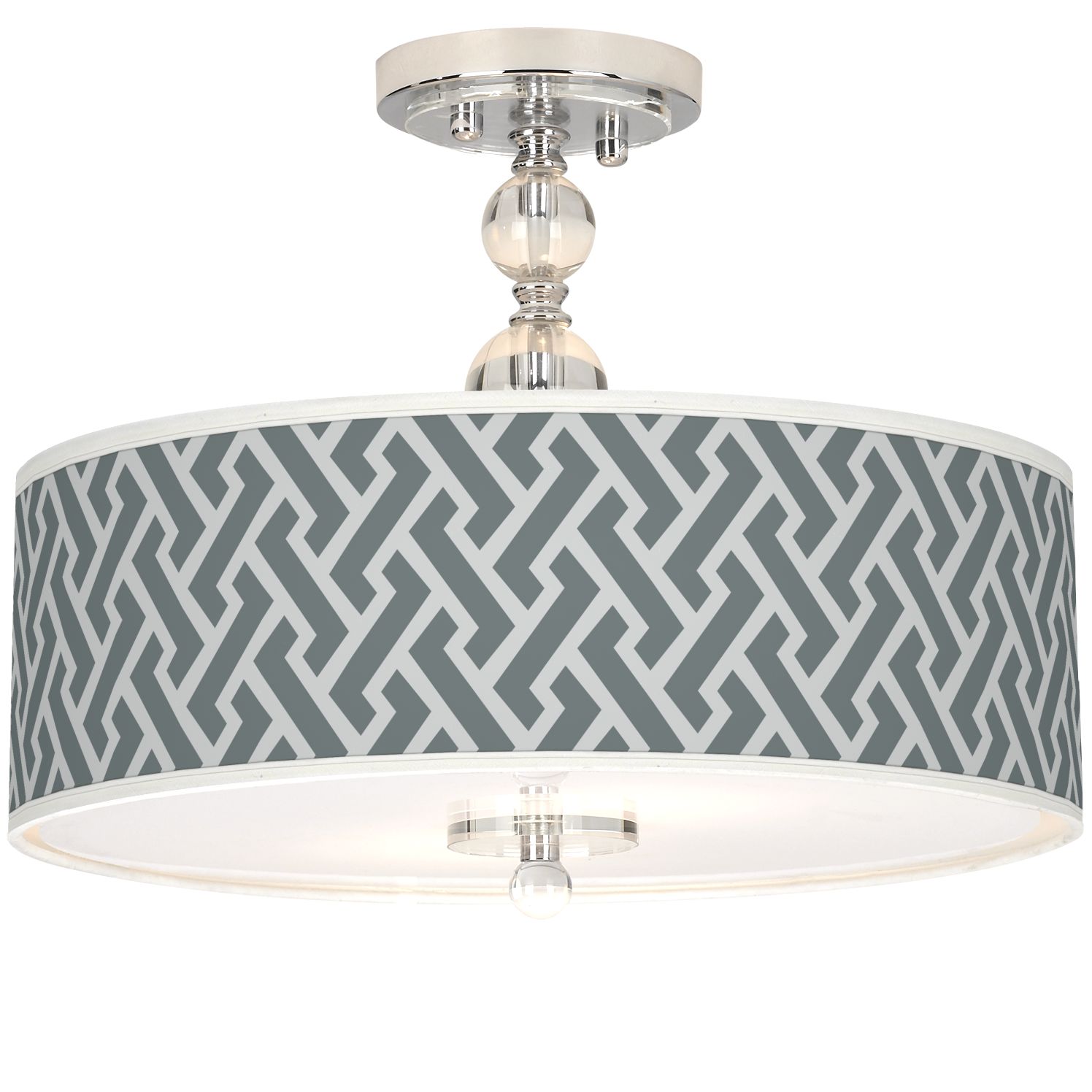 Smoke Brick Weave Giclee 16"W Semi-Flush Ceiling Light