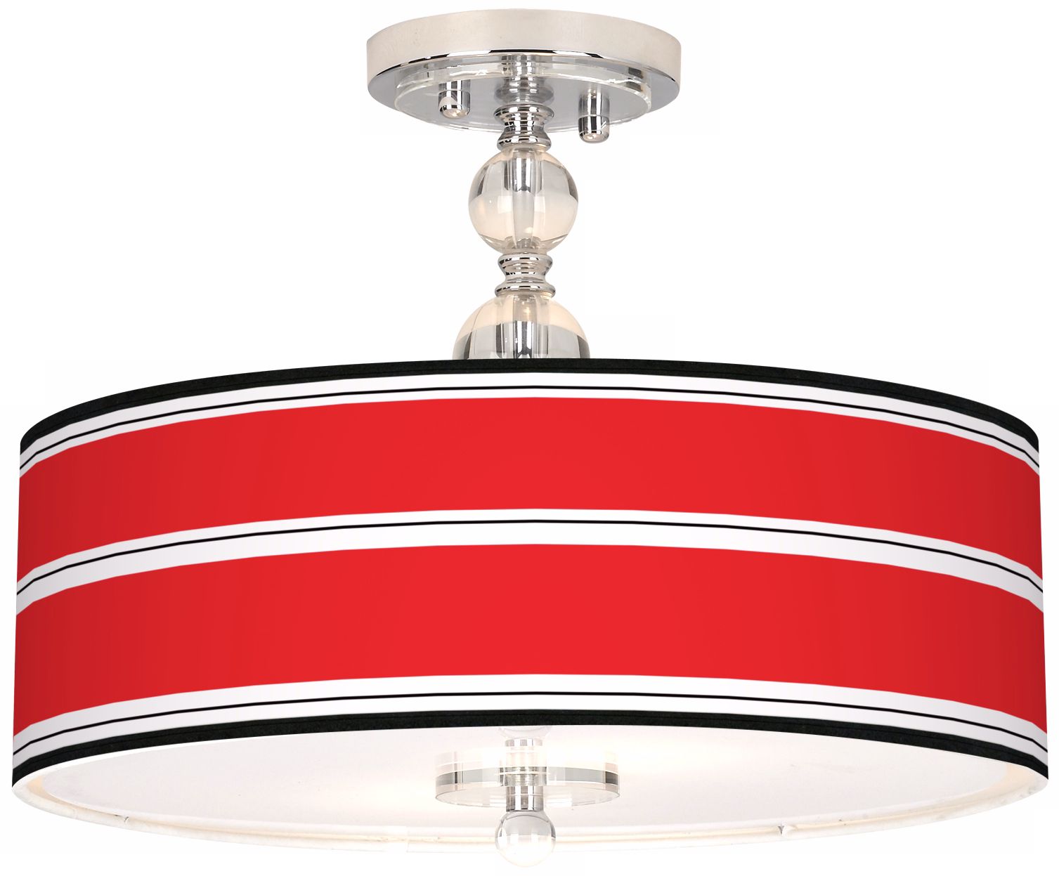 Red Stripes Giclee 16" Wide Semi-Flush Ceiling Light