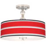 Red Stripes Giclee 16&quot; Wide Semi-Flush Ceiling Light