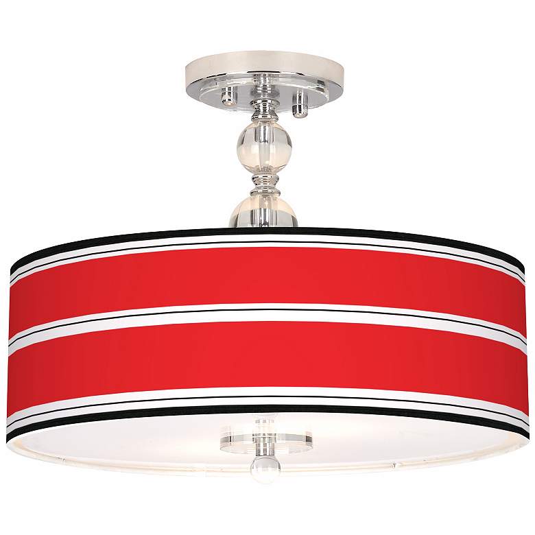 Red Stripes Giclee 16&quot; Wide Semi-Flush Ceiling Light