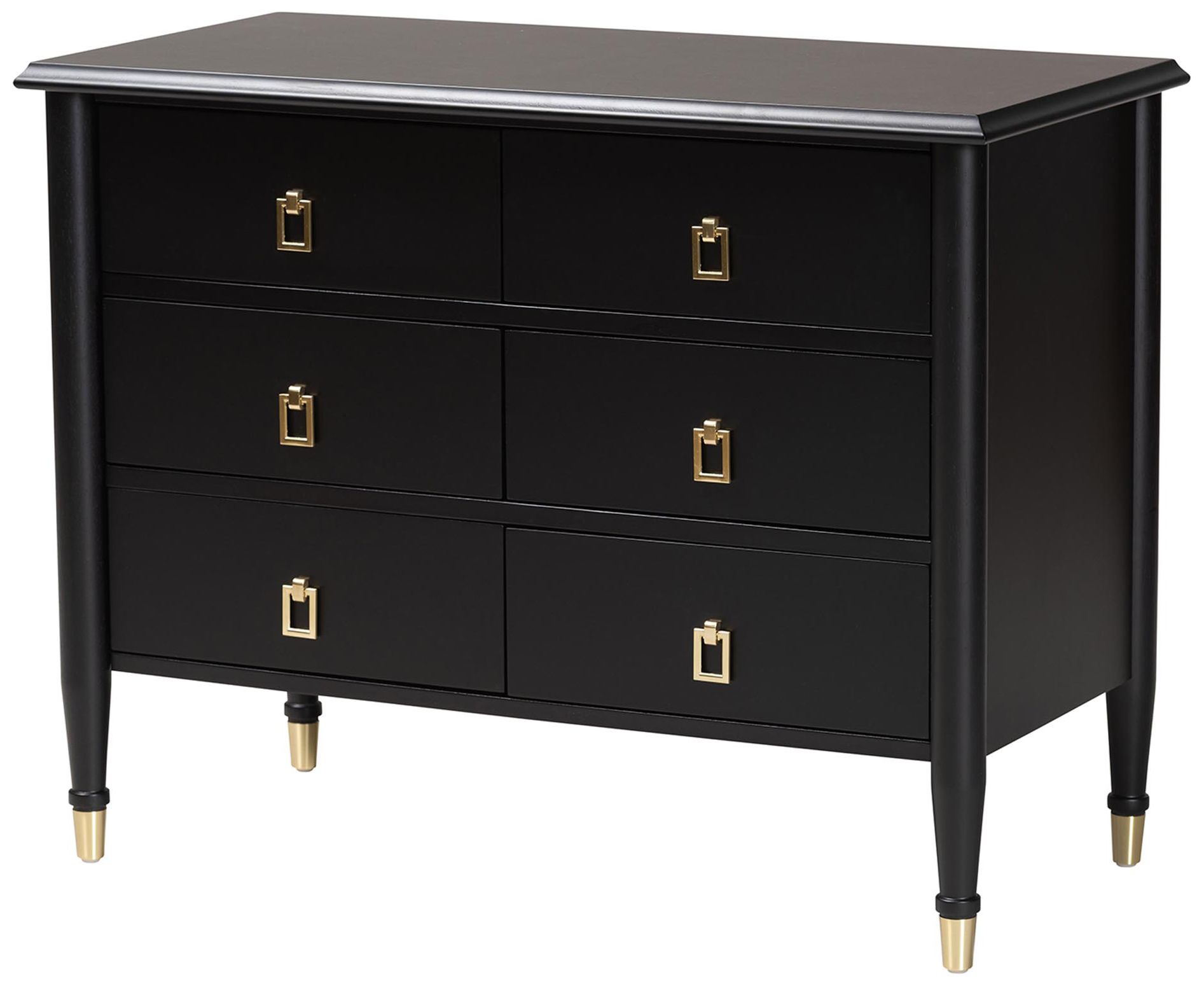 Baxton Studio Tamra Black Wood Chest with Drawers, 6-Drawer Storage