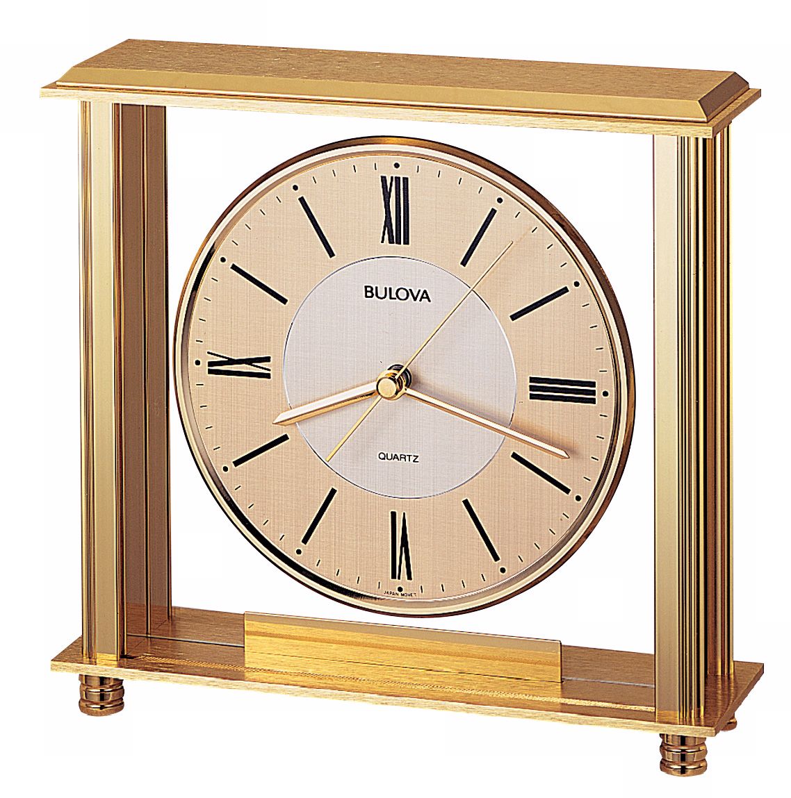 Bulova Westoria Tabletop Clock – Elegant Wood & Metal Design