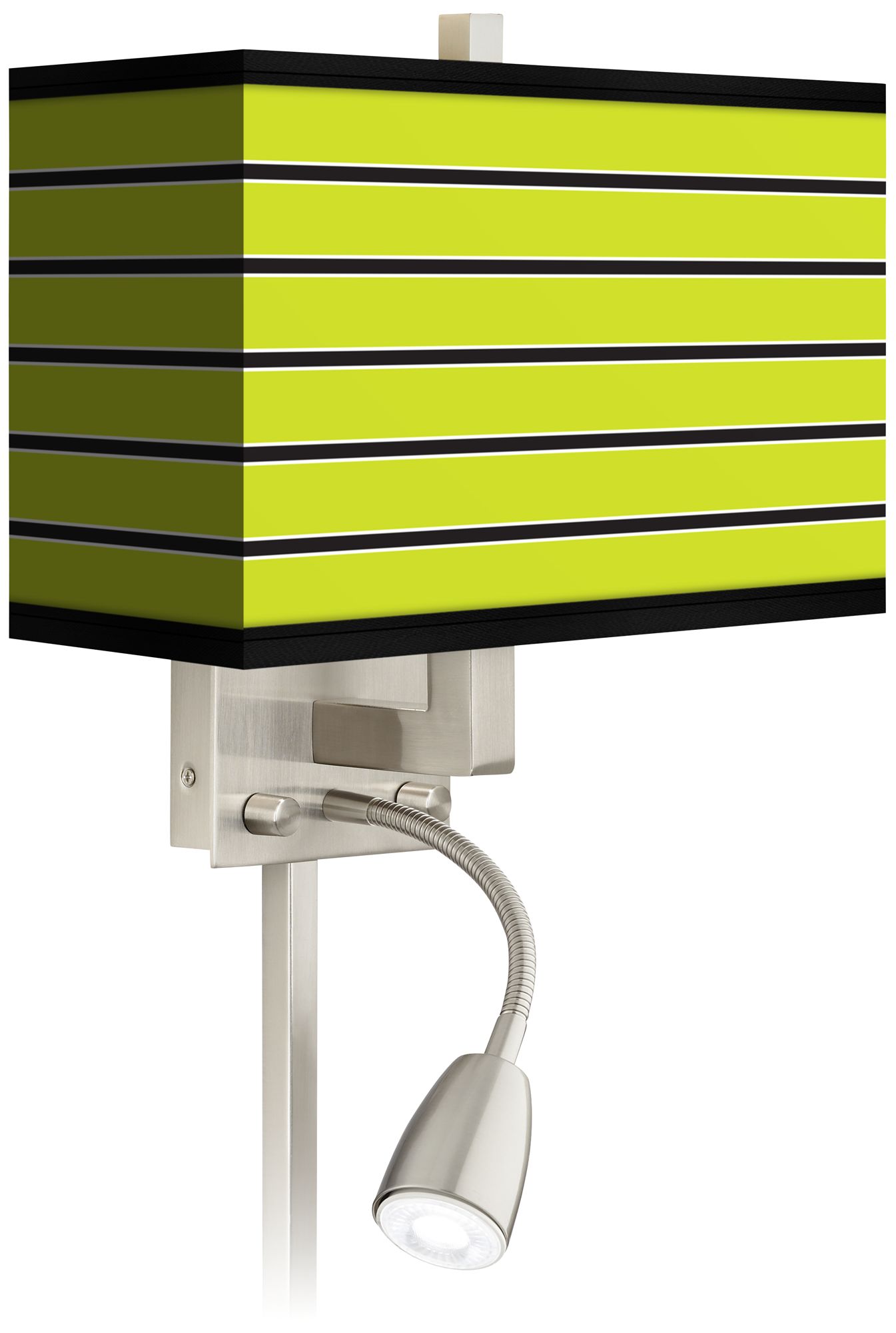 Bold Lime Green Stripe LED Reading Light Plug-In Sconce