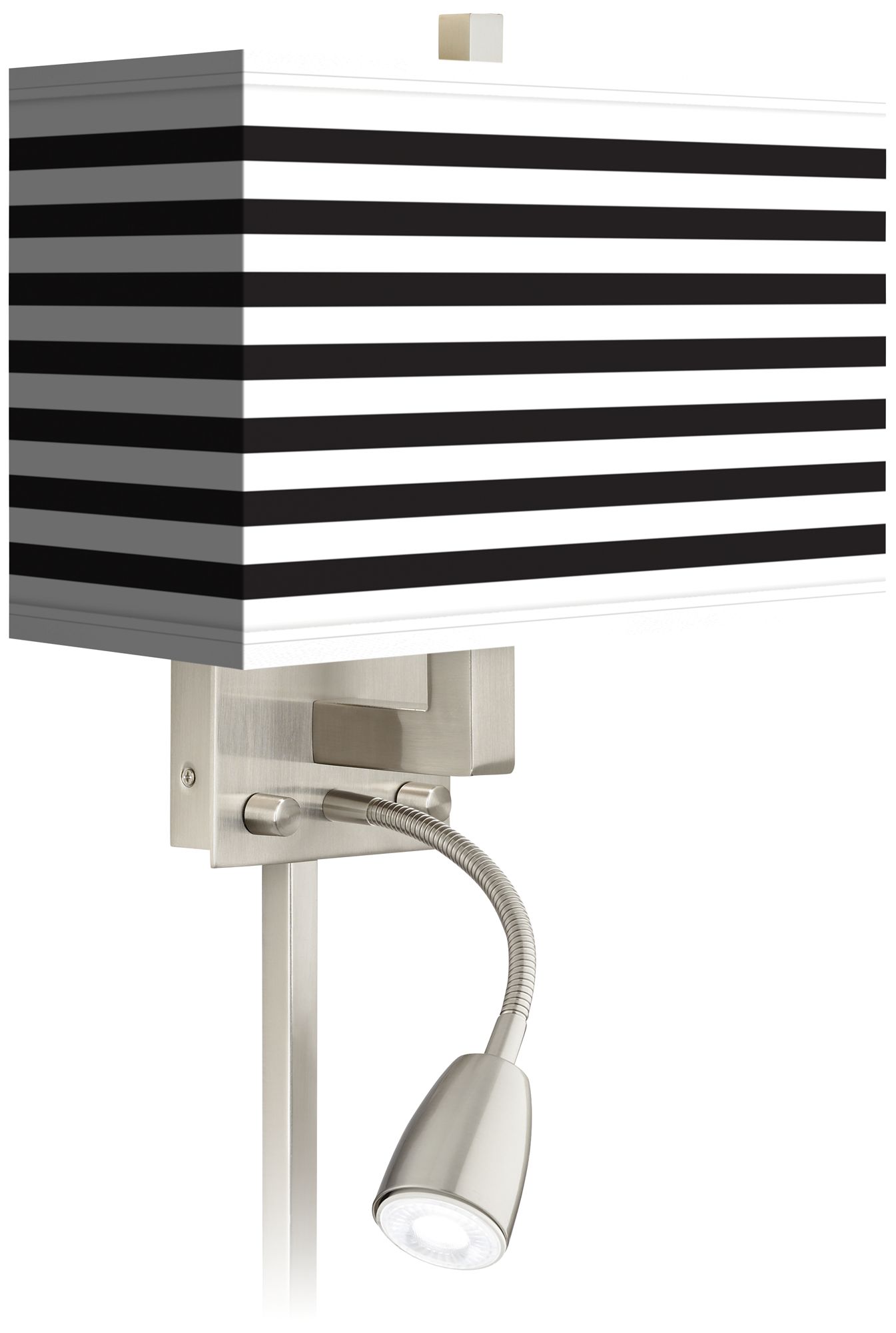 Black Horizontal Stripe LED Reading Light Plug-In Sconce