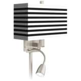 Black Horizontal Stripe LED Reading Light Plug-In Sconce