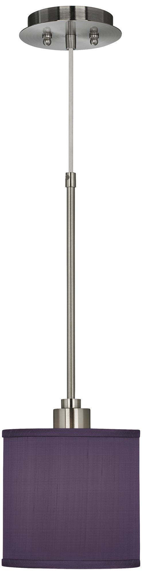 Eggplant Purple 7"Wide Textured Faux Silk Mini Pendant Light