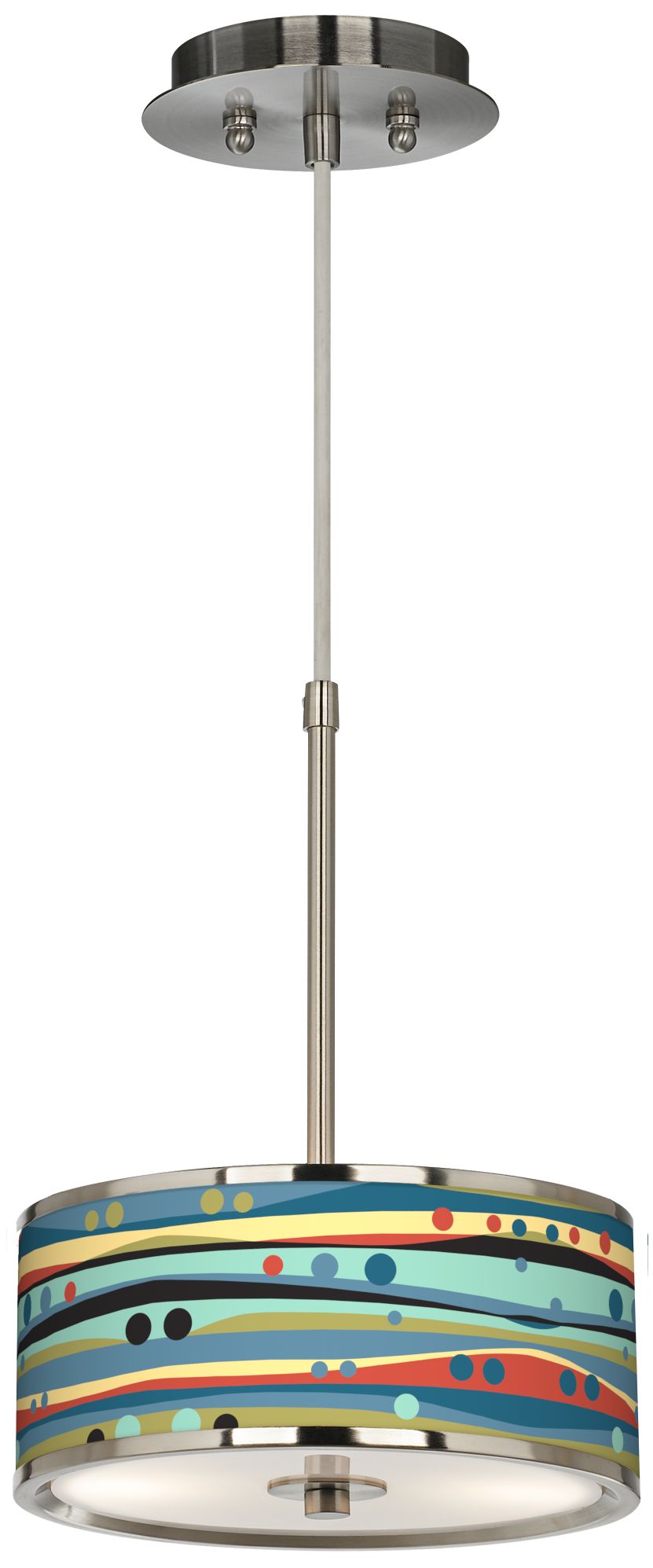 Retro Dots & Waves Giclee Glow 10 1/4" Mini Pendant