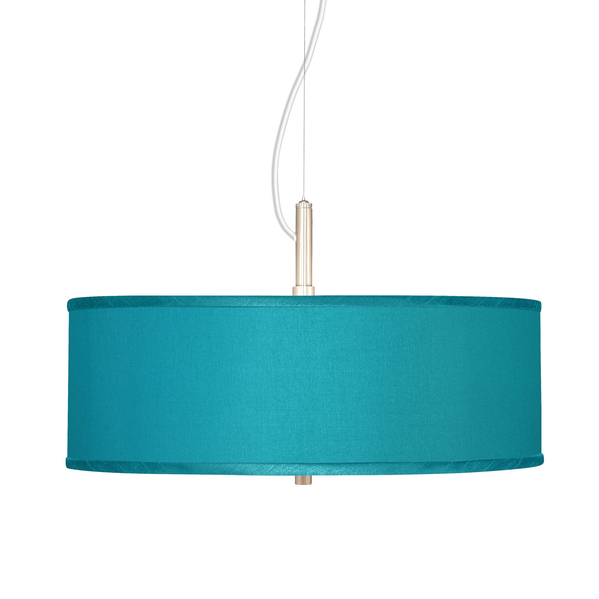 Teal Blue Faux Silk 20" Wide Pendant Chandelier