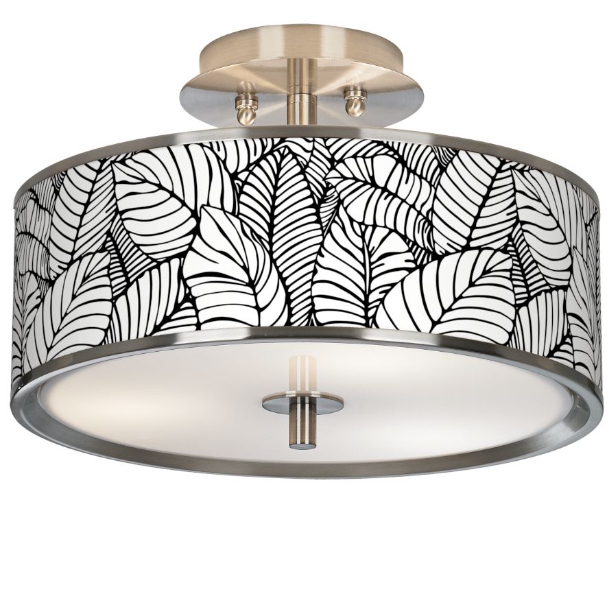 Tropical Leaves Giclee Glow 14" Wide Ceiling Light