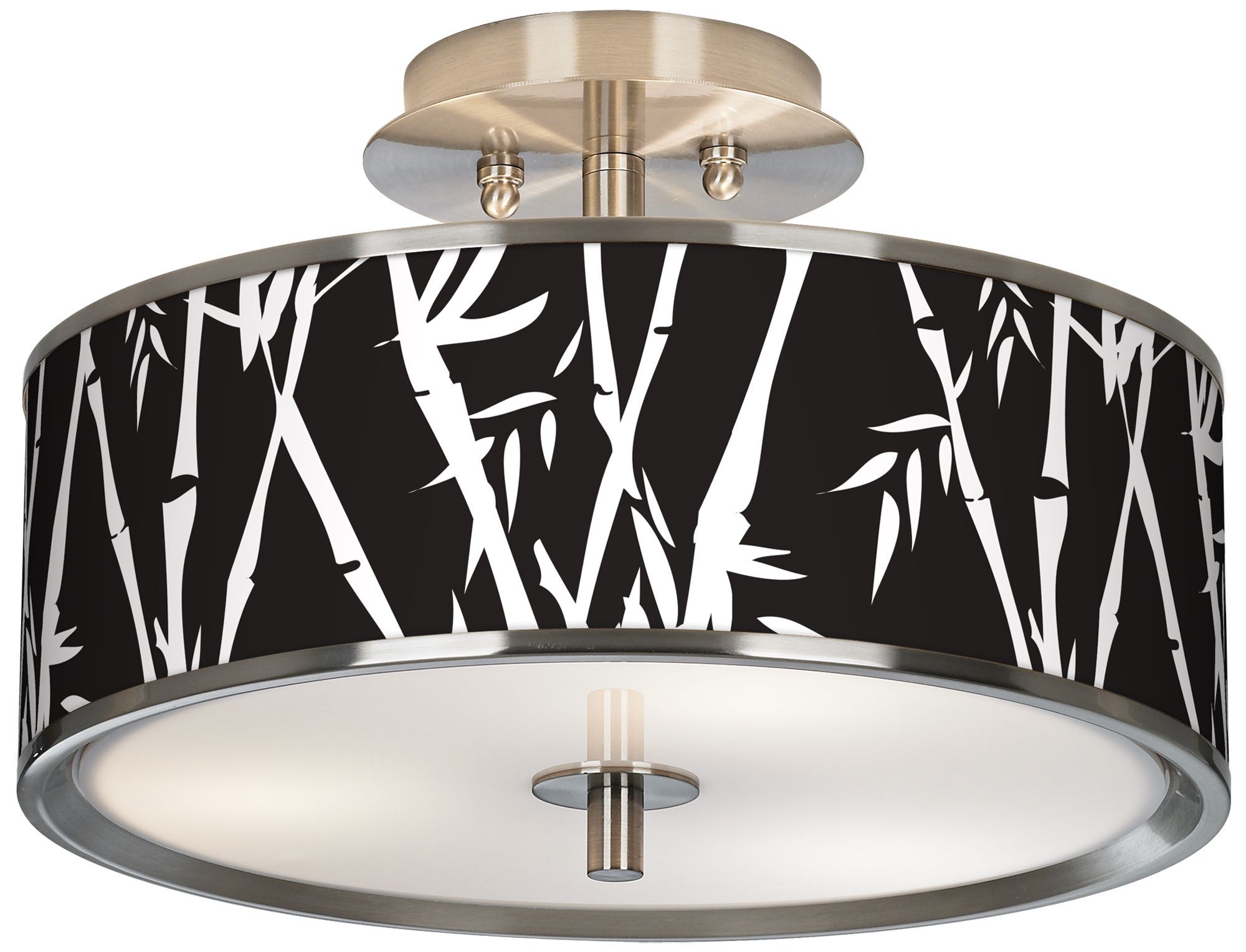 Night Bamboo Giclee Glow 14" Wide Ceiling Light