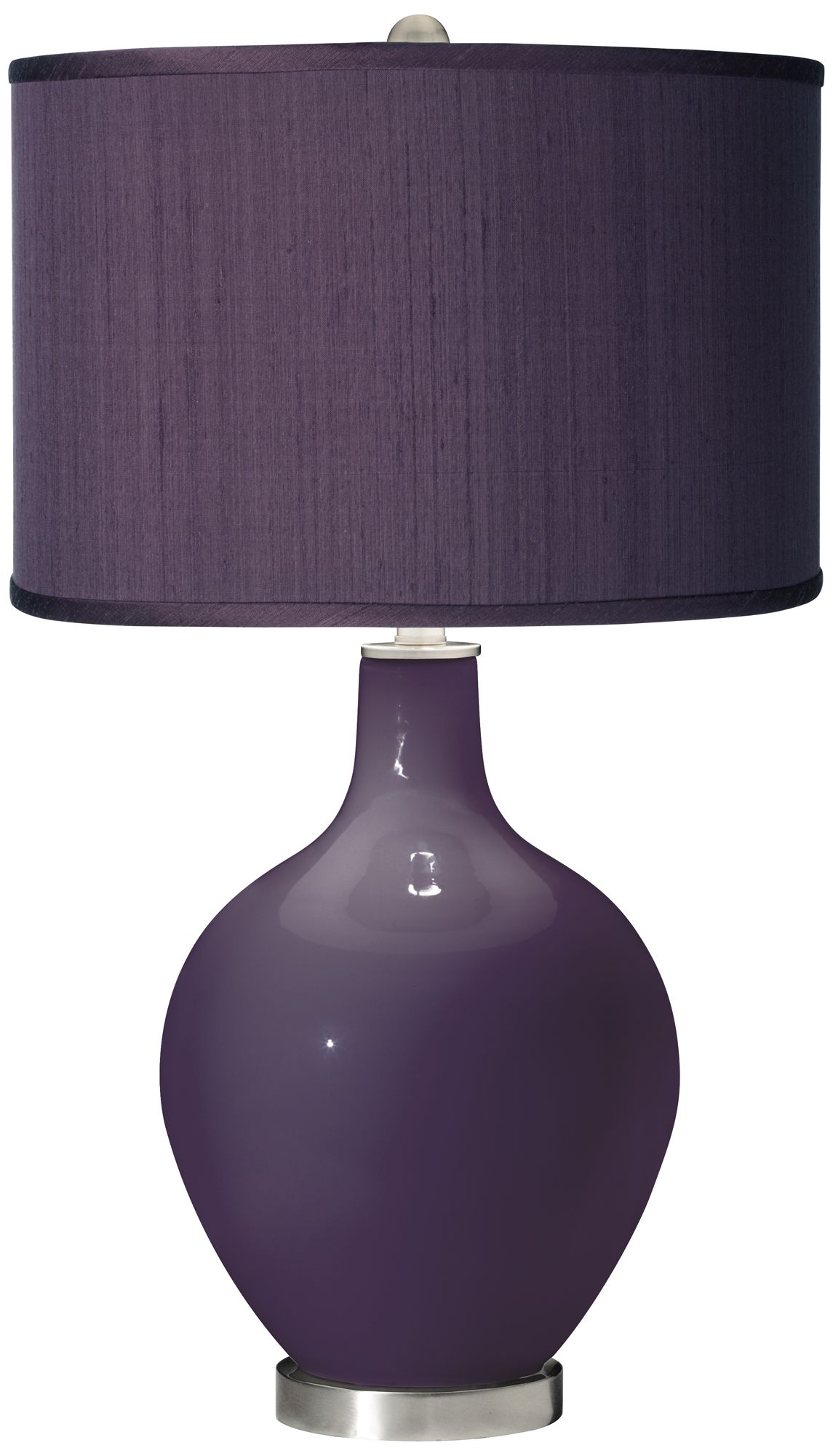 Quixotic Plum Eggplant Faux Silk Shade Ovo Table Lamp 28H49