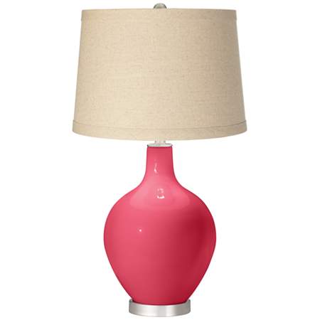 Eros Pink Oatmeal Linen Shade Ovo Table Lamp