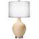 Colonial Tan Double Sheer Silver Shade Ovo Table Lamp