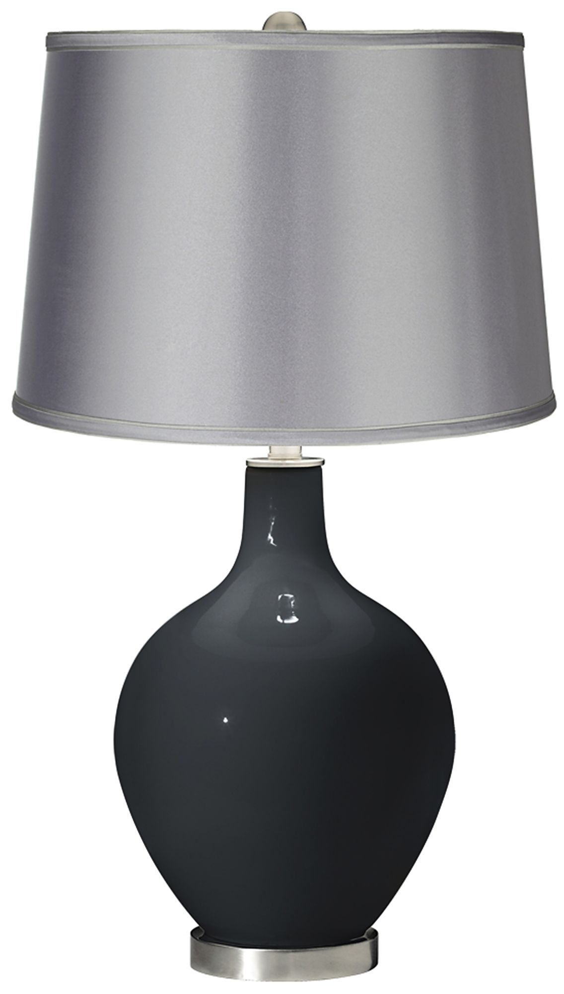 Black of Night Satin Light Gray Shade Ovo Table Lamp 28P81 Lamps