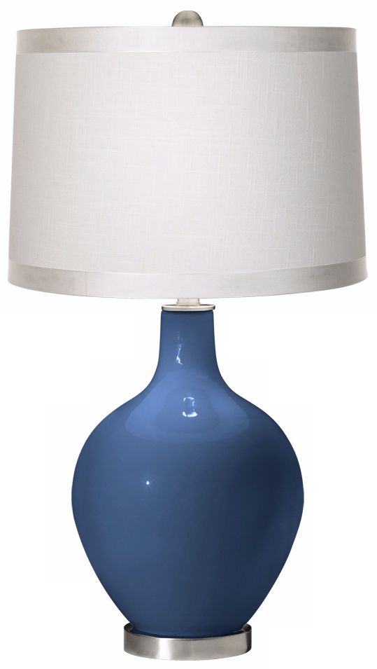 Regatta Blue White Drum Shade Ovo Table Lamp
