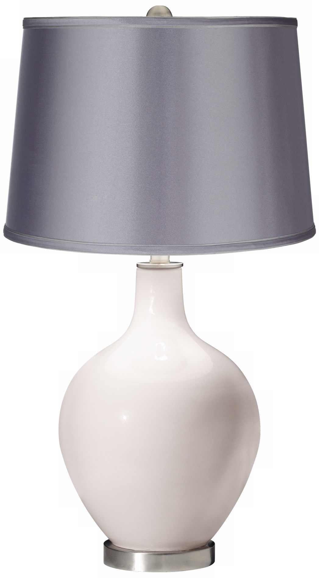 Smart White Satin Light Gray Shade Ovo Table Lamp 28R19 Lamps Plus