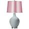 Uncertain Gray Satin Pale Pink Shade Ovo Table Lamp