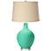 Turquoise Oatmeal Linen Shade Ovo Table Lamp