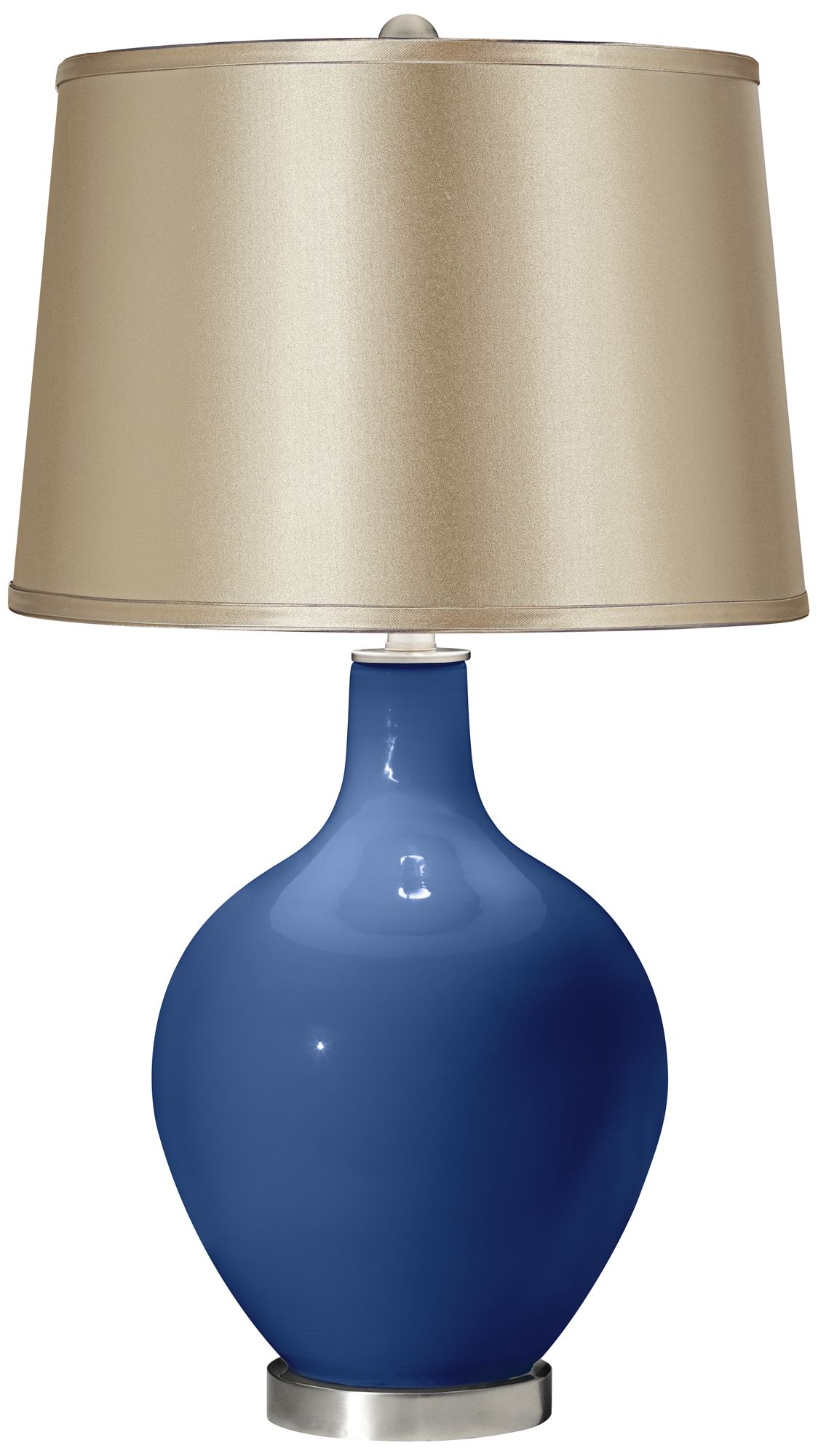 Monaco Blue Satin Champagne Shade Ovo Table Lamp