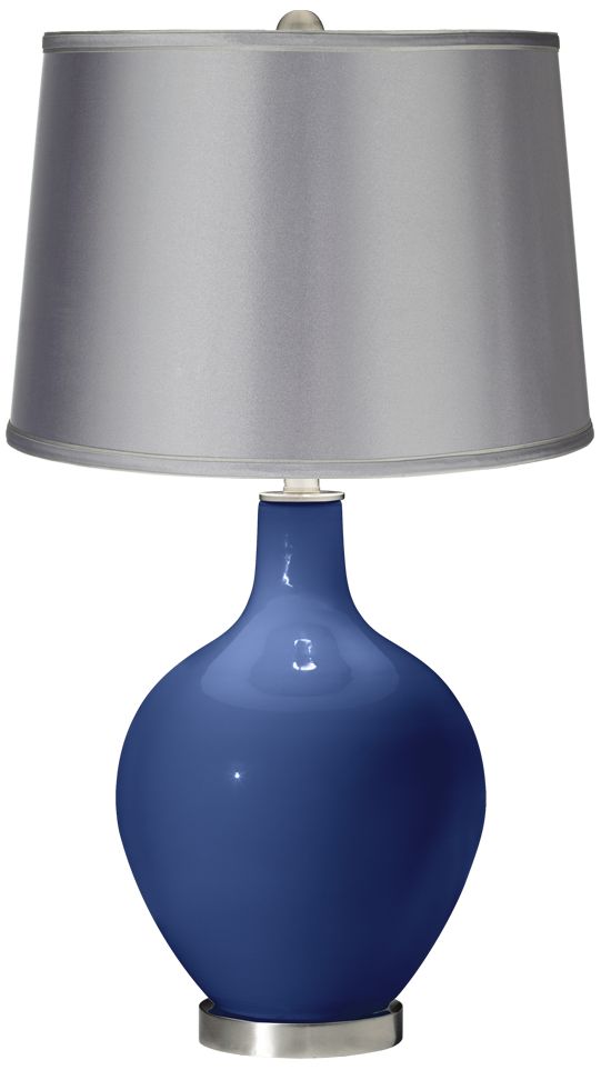 Monaco Blue - Satin Light Gray Shade Ovo Table Lamp