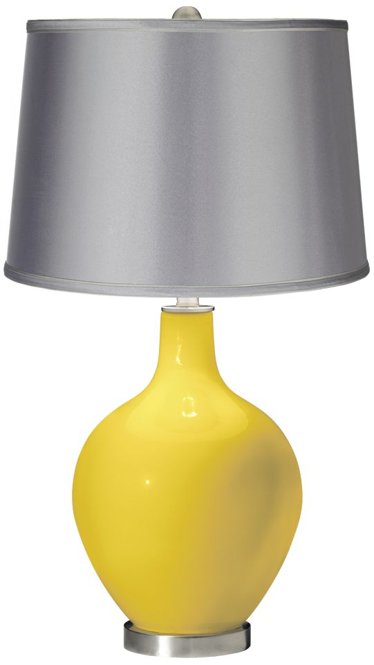Lemon Zest Satin Light Gray Shade Ovo Table Lamp 28T53 Lamps Plus