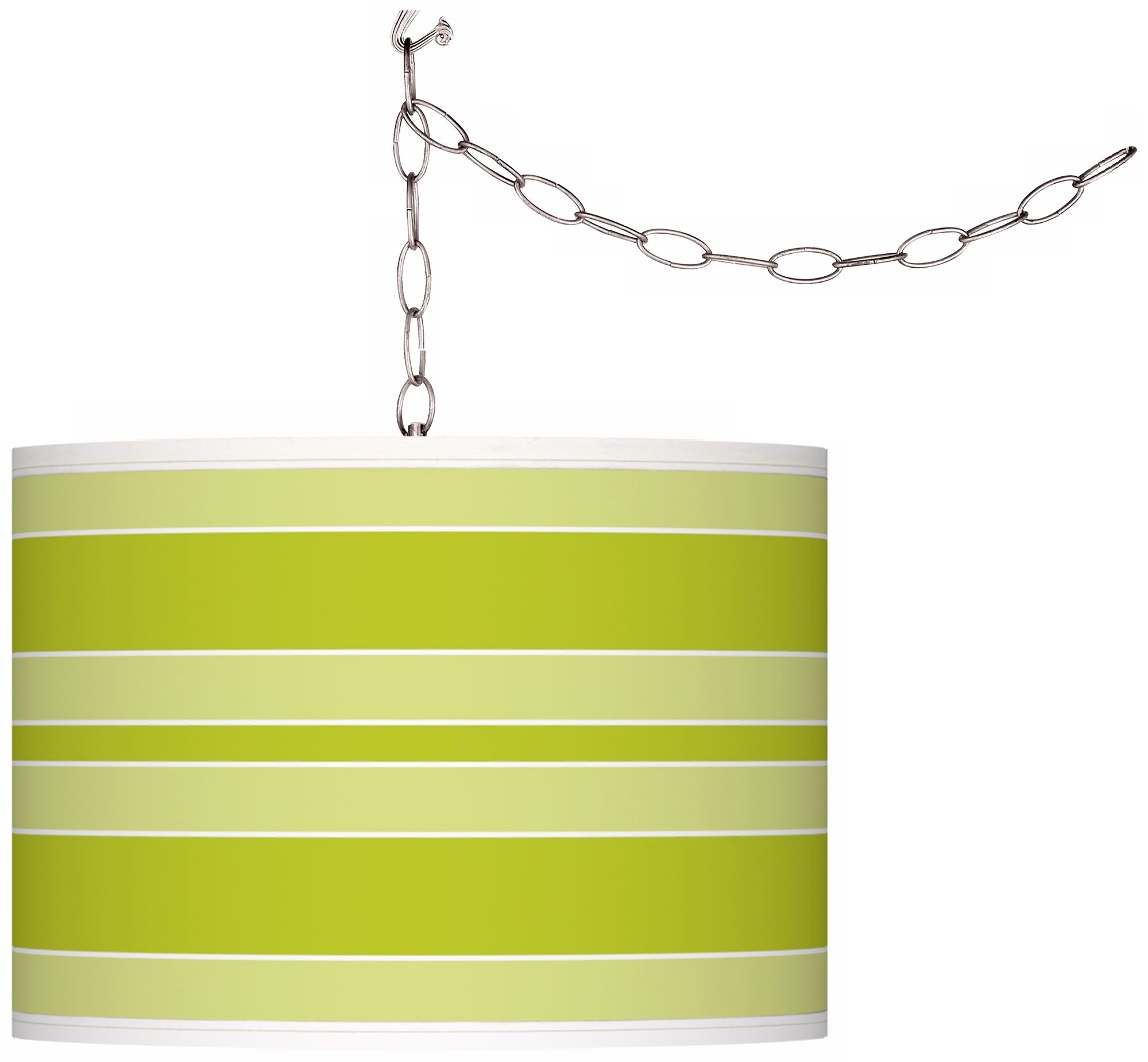 Pastel Green Bold Stripe Giclee Glow Plug-In Swag Pendant