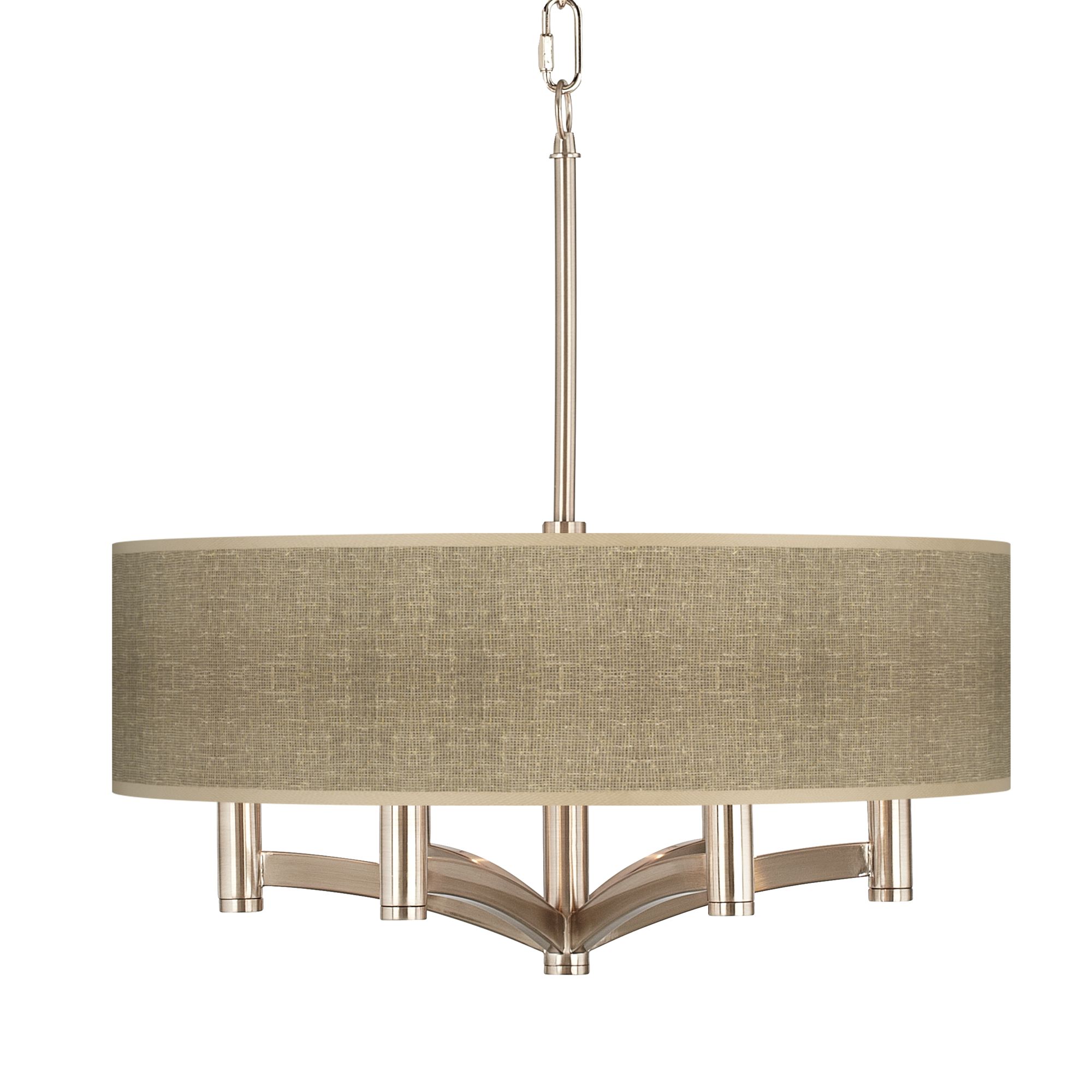 Burlap Print 6-Light Nickel Pendant Chandelier