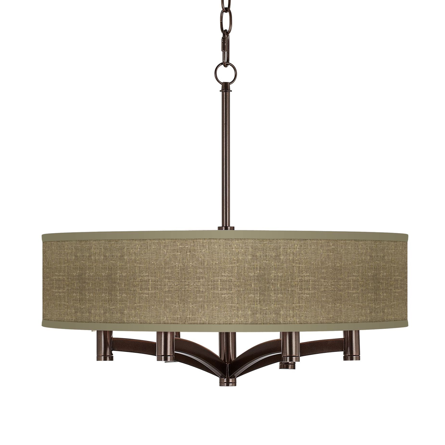 Burlap Print Ava 6-Light Tiger Bronze Pendant
