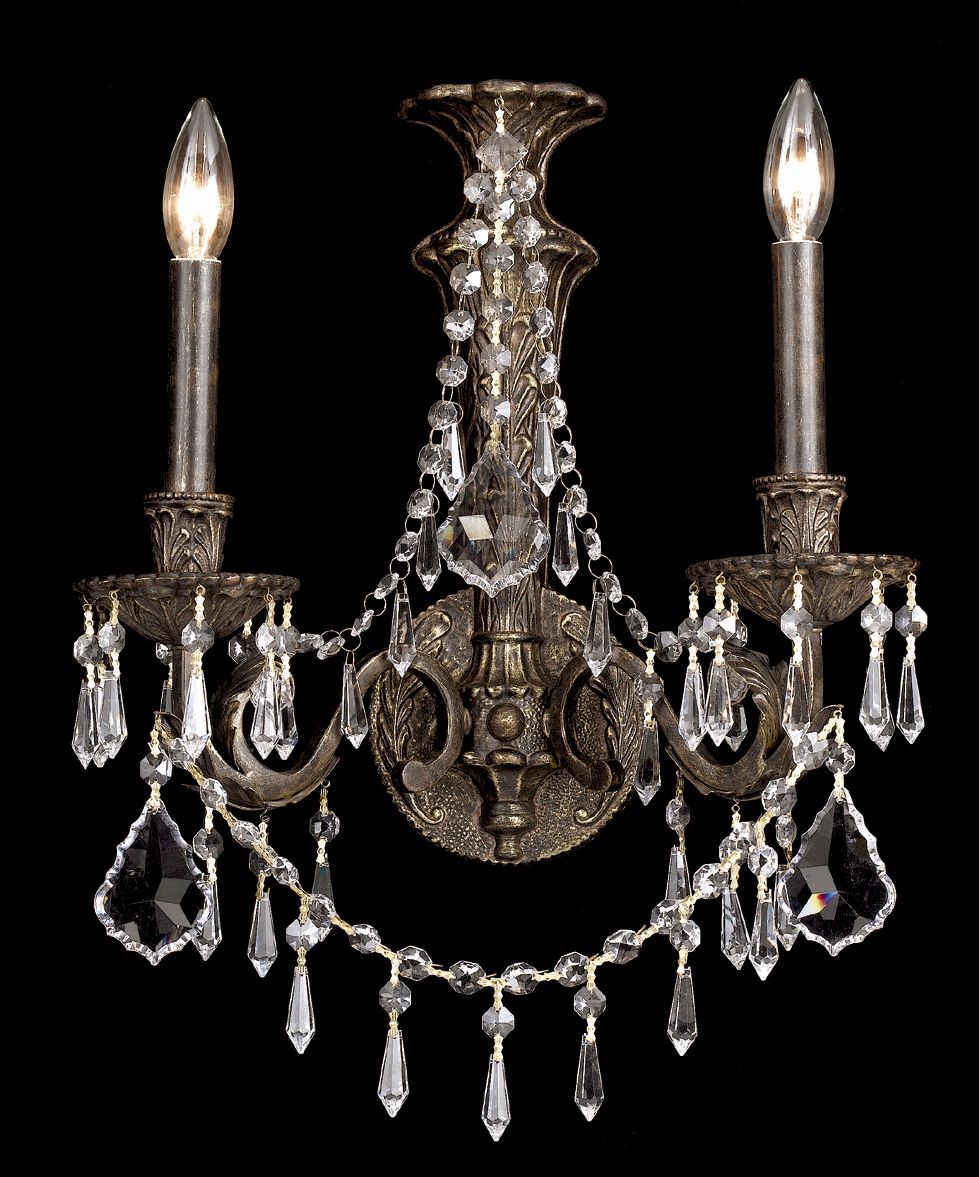 Parisian Iron and Crystal Two Light Wall Sconce