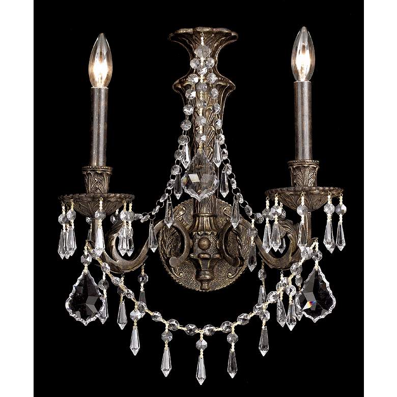 Parisian Iron and Crystal Two Light Wall Sconce