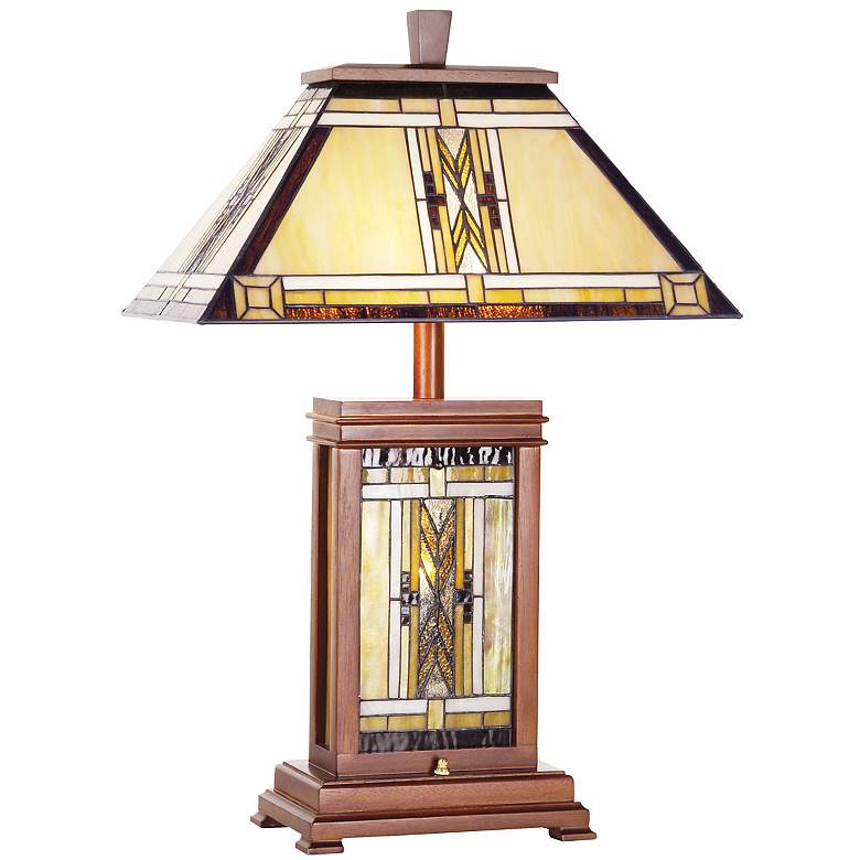 Image 2 Walnut Mission Collection Tiffany-Style Table Lamp