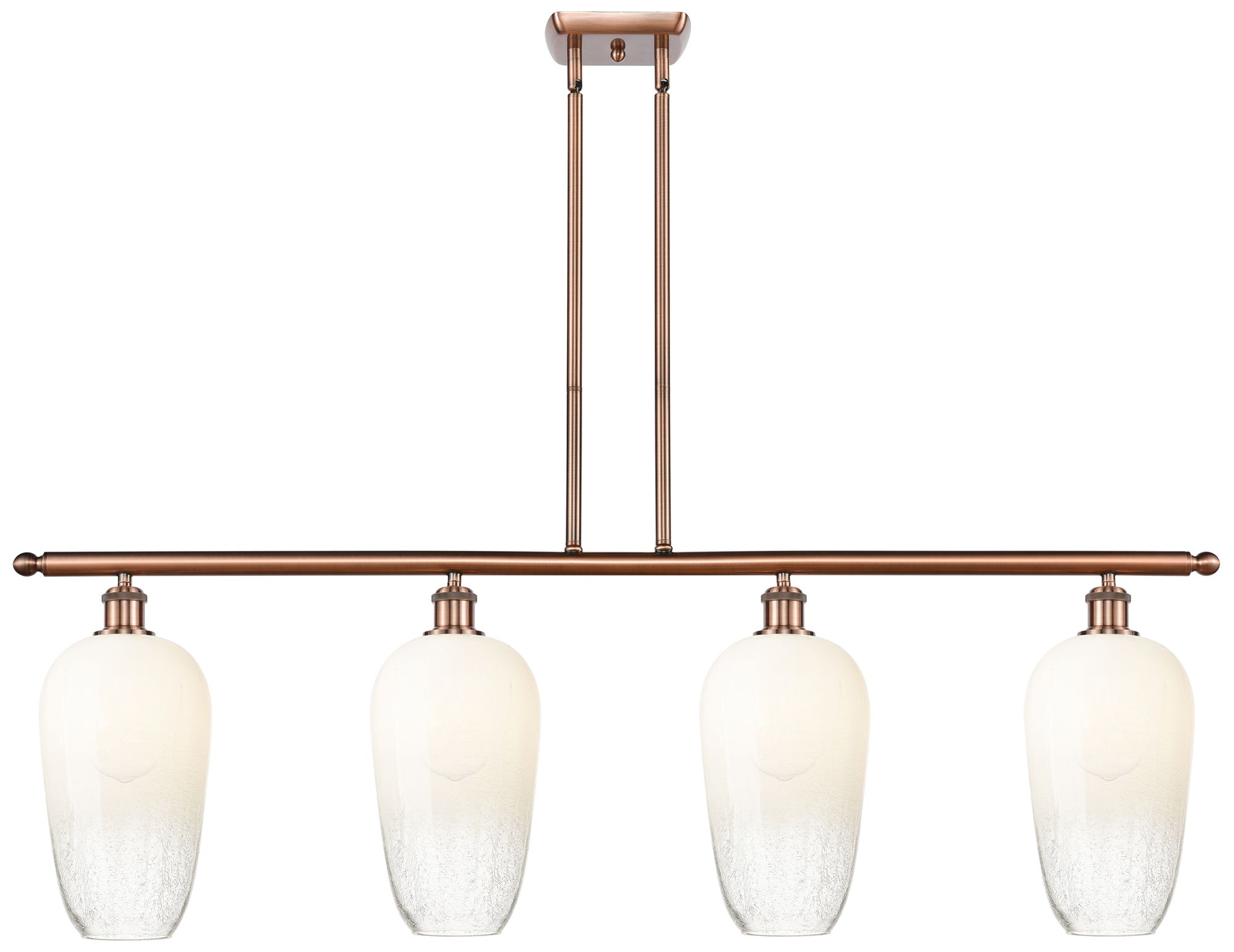 Innovations Lighting Ballston Brookhaven Flute 48"w 4-lt Copper Stem Island Light W/ Opal Shade