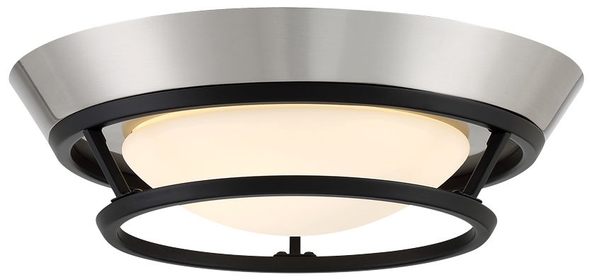 George Kovacs Beam Me Up Led 11-in Coal Black And Brush Nickel Flush Mount
