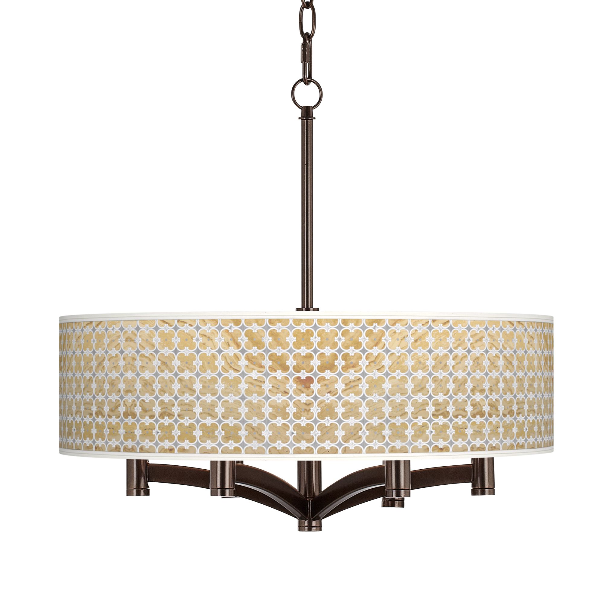 Marble Quatrefoil Ava 6-Light Bronze Pendant Chandelier