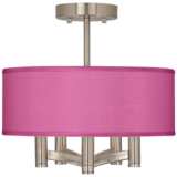 Pink Orchid Faux Silk Ava 5-Light Nickel Ceiling Light
