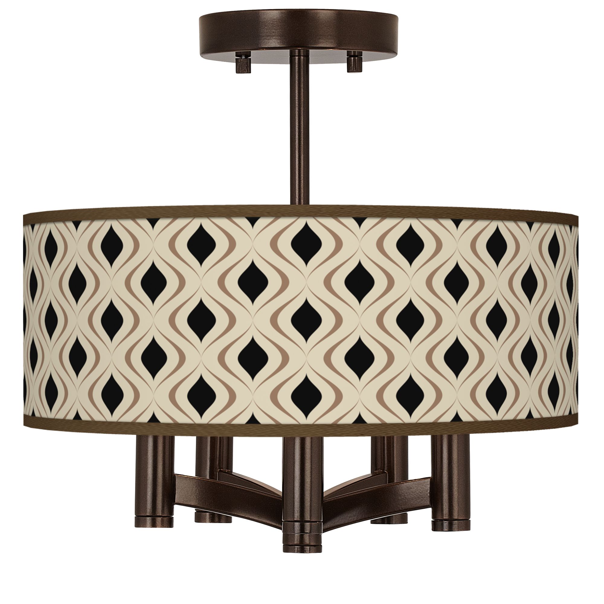 Gray Retro Lattice Ava 5-Light Bronze Ceiling Light