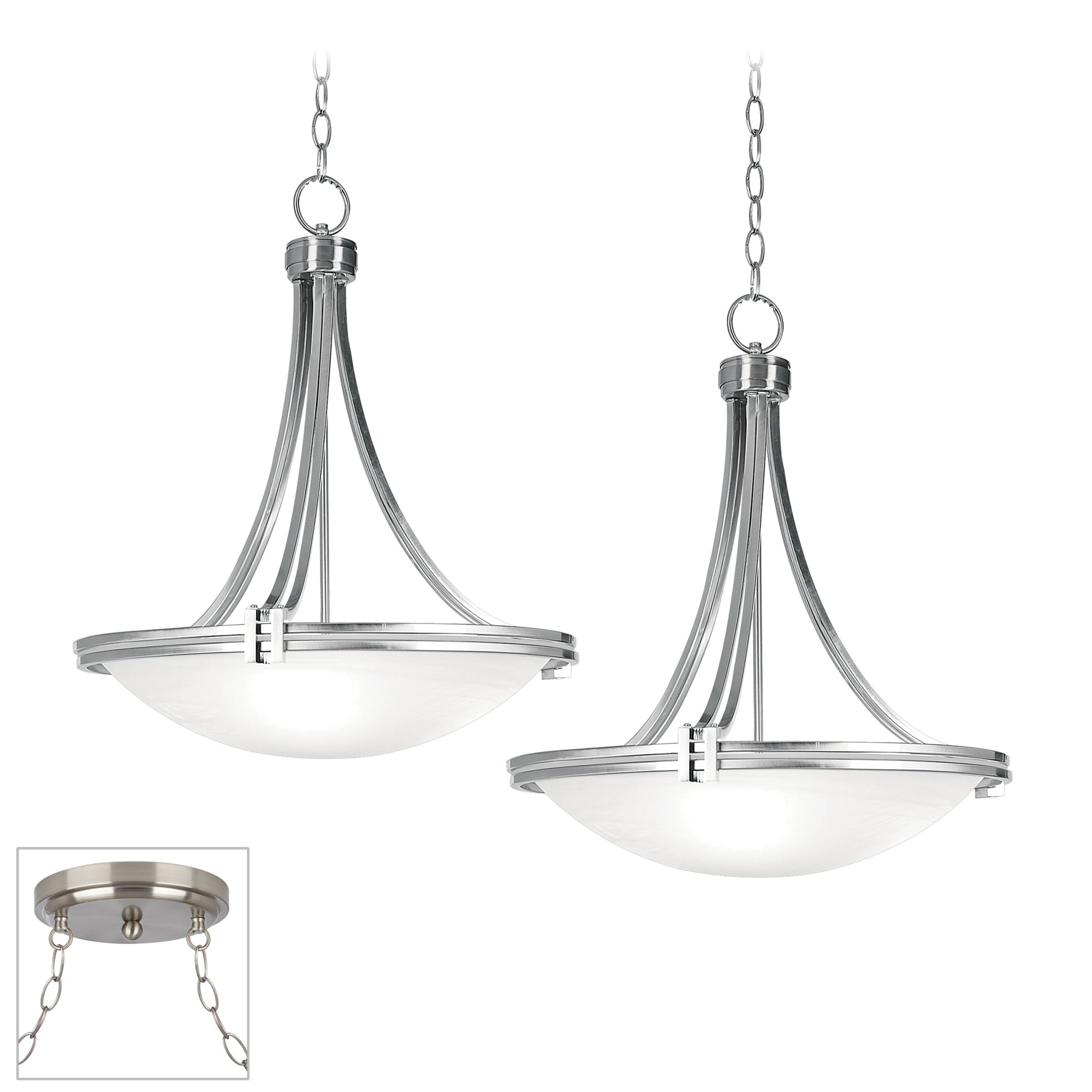 Possini Euro Deco Brushed Nickel Double Multi Light Pendant