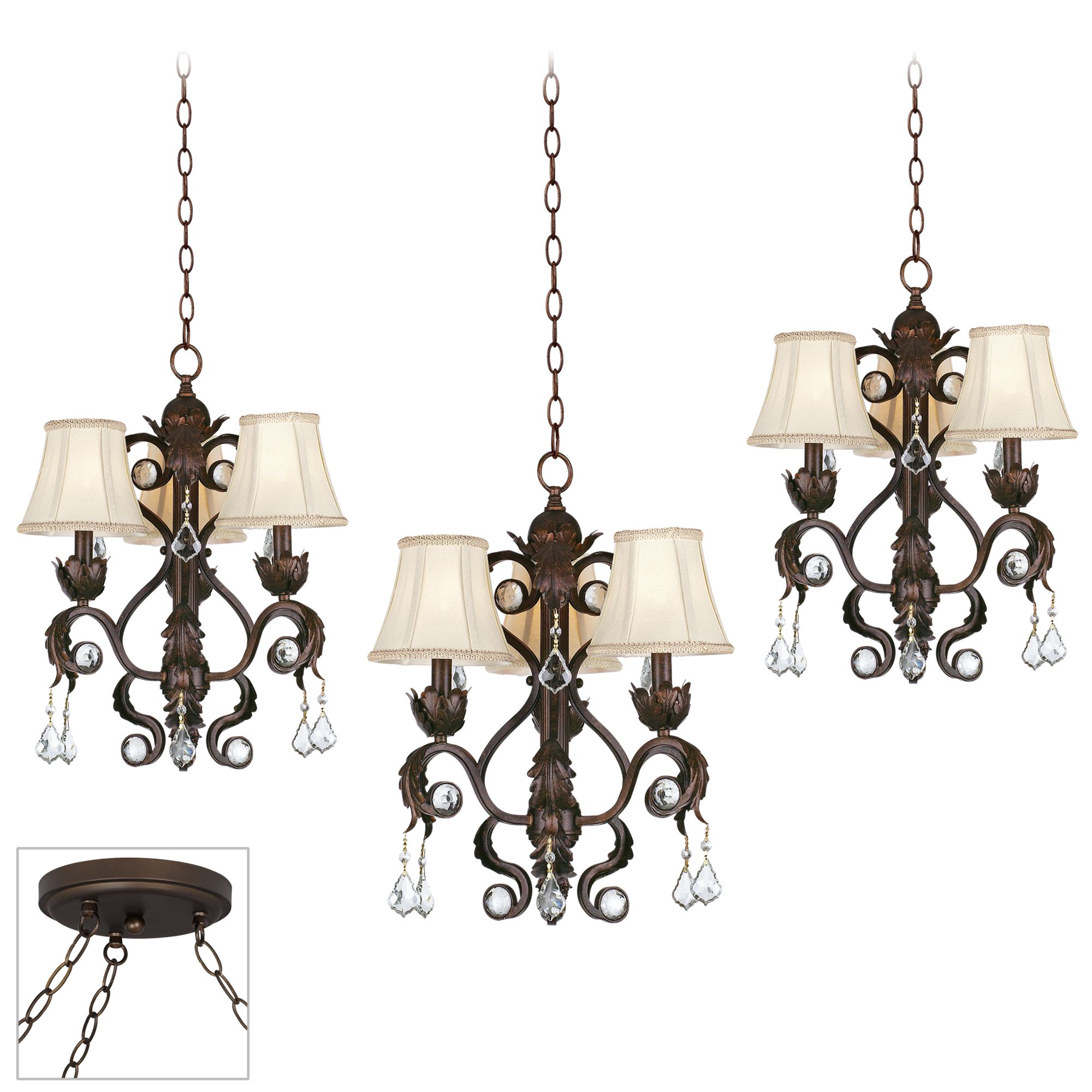 Ramas de Luces Bronze Triple Multi Light Pendant