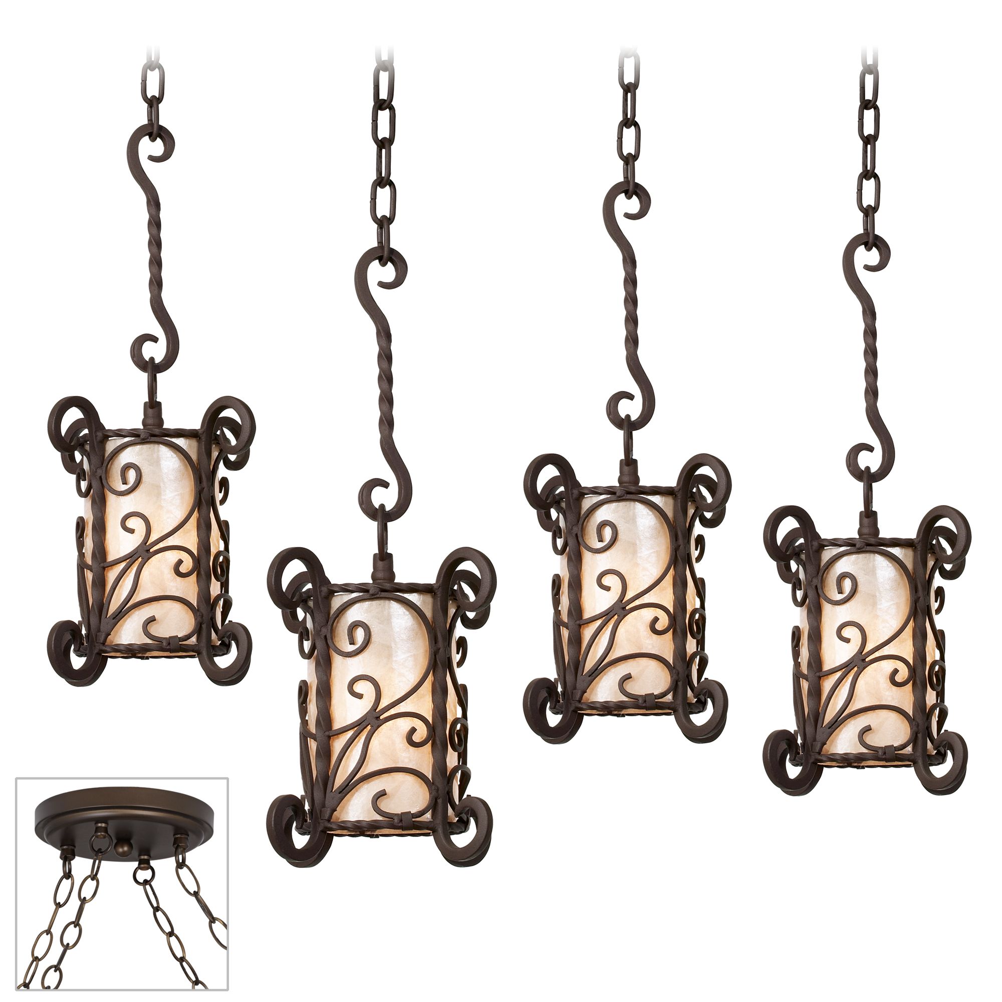 Natural Mica and Iron Bronze 4-Light Swag Pendant