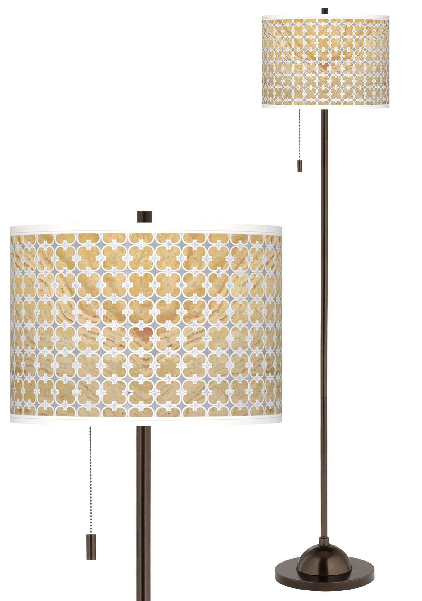 Marble Quatrefoil Giclee Glow Bronze Club Floor Lamp