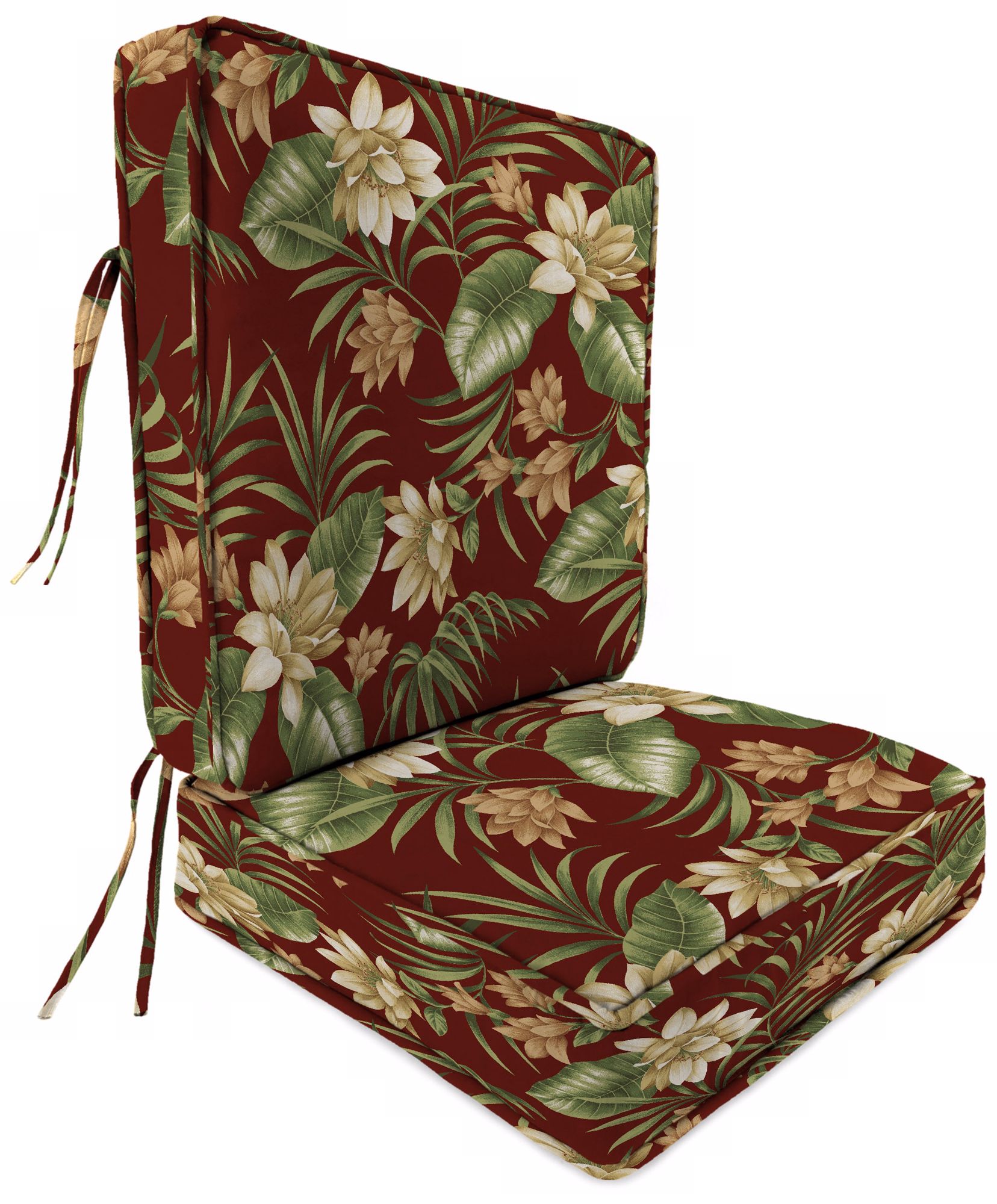 Pompei Cream and Olive Attached Outdoor Back Cushion